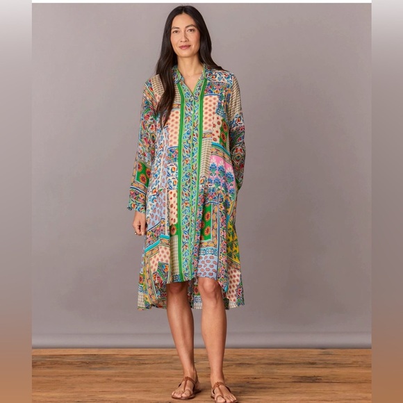 Johnny Was Diskana Dena Multicolor Patchwork Slip dress, NWOT - Picture 2 of 15